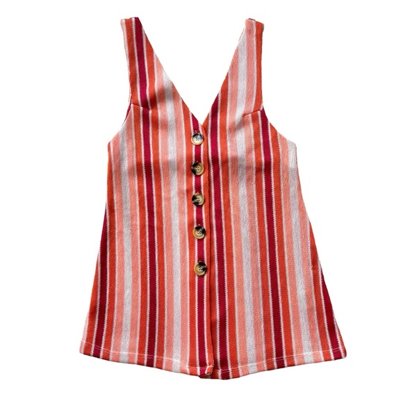 Free People Bridget Sunset Stripe Knit Tank Top size XS Orange Ivory Pink - Picture 4 of 9